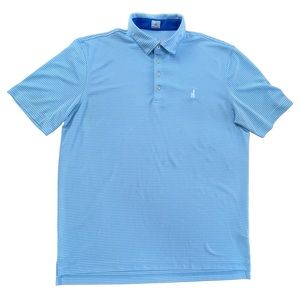 Johnnie-O Gulf Blue Stripe Performance Polo Shirt with Logo Size Large